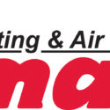 PAC Plumbing, Heating, Air Conditioning logo with bold typography and a red-black color scheme featuring "Heating & Air.